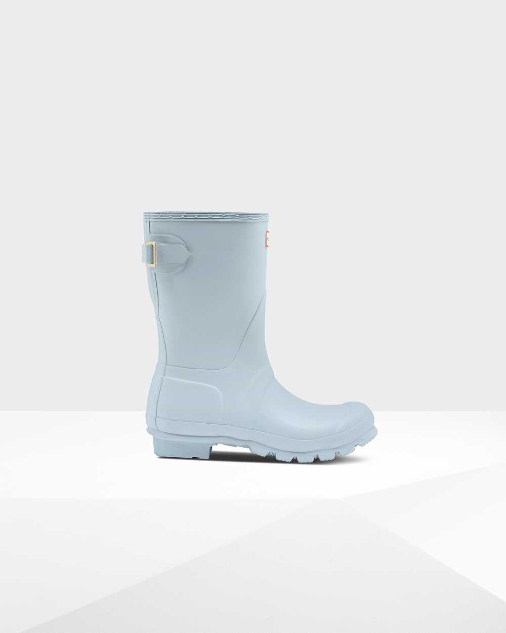 Womens Hunter Original Short Back Adjustable Rain Boots Grey/Blue | BUKFGT-684